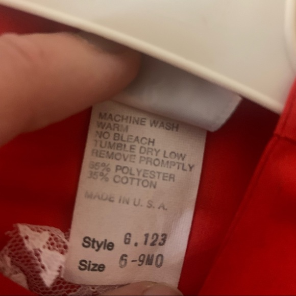 Vintage Bryan Red & White Lace Ruffle Dress & Bloomers Set - Picture 8 of 8